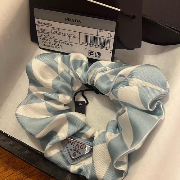 Prada Blue and White Hair Scrunchie main image 4